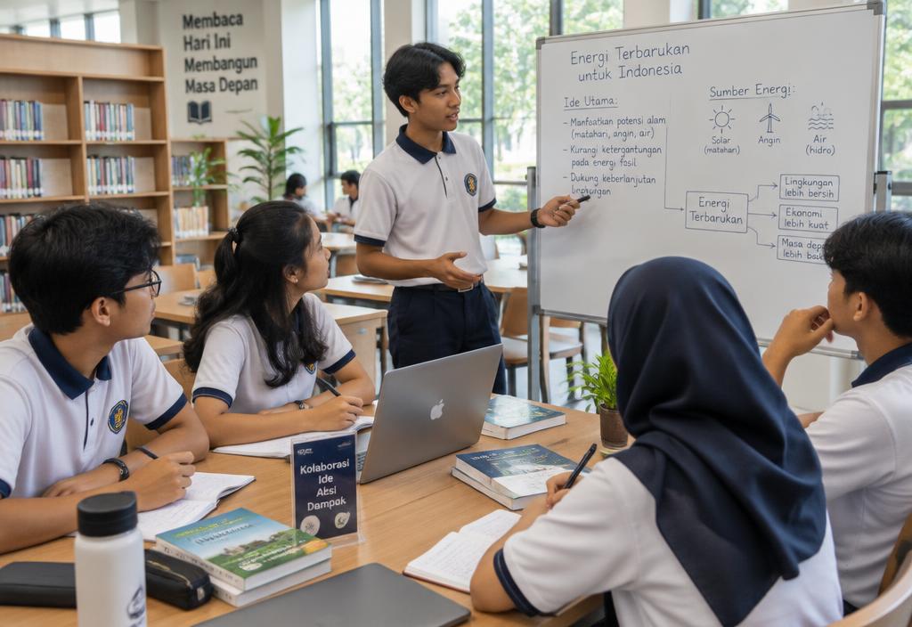 High-school students presenting ideas to classmates
